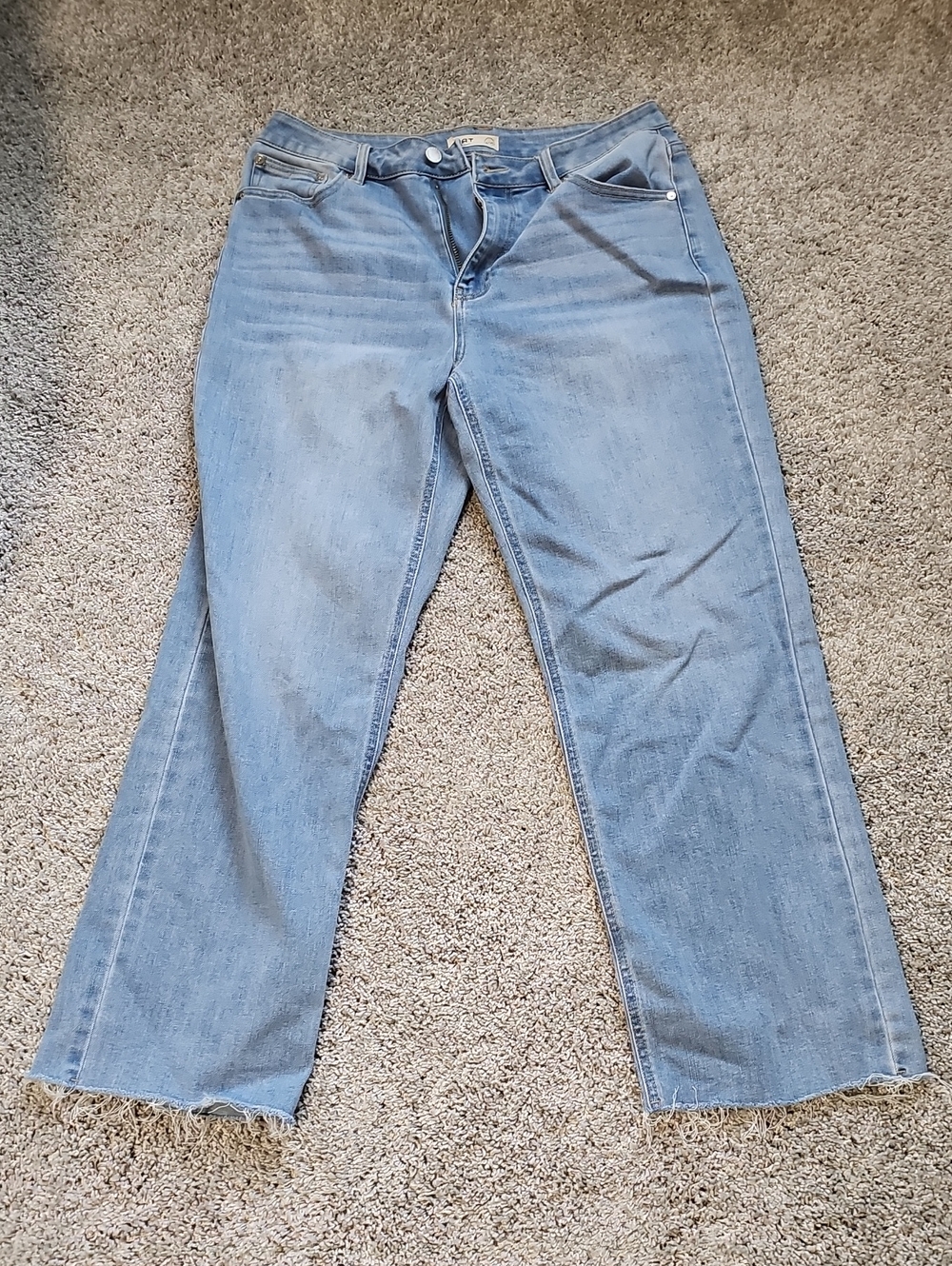 Oat Womens Light Wash Straight Leg Jeans - Raw Hem